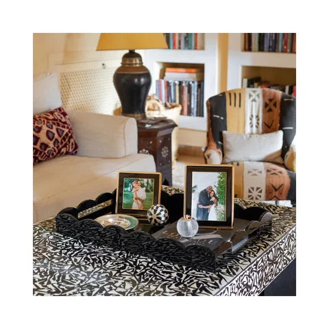 Black Enamel & Gold 5x7 Curved Frame by Addison Ross, view 2