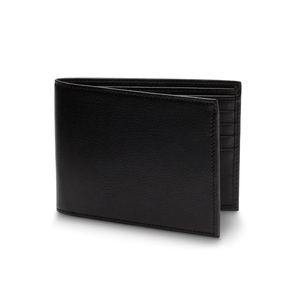 Bosca Bifold Wallet with ID Flap in Nappa Vitello, Black