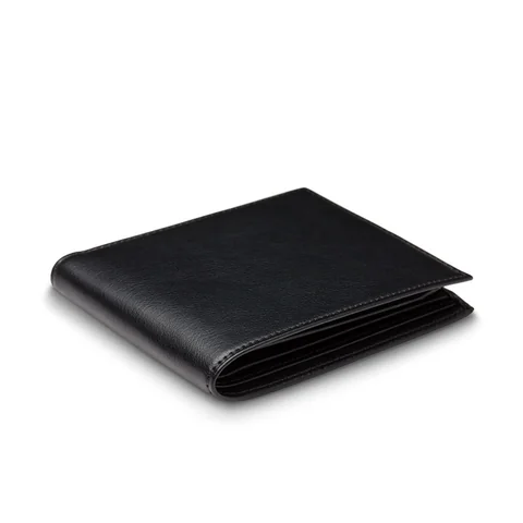 Bosca Bifold Wallet with ID Flap in Nappa Vitello, Black, view 2