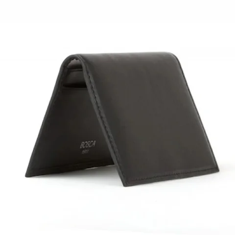 Bosca Card Case in Nappa Vitello, Black, view 2