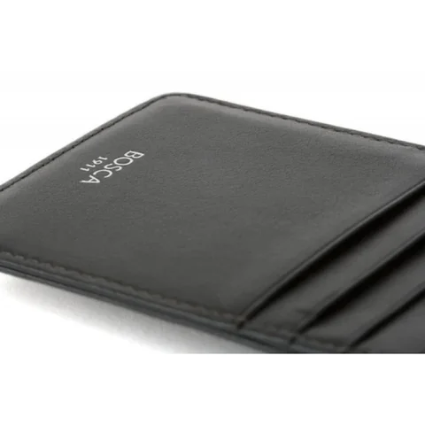 Bosca Front Pocket Money Clip Wallet in Nappa Vitello, Black, view 2