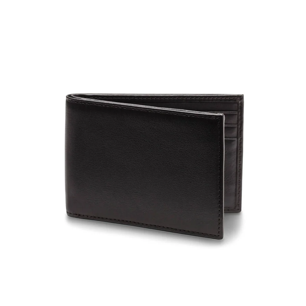 Bosca Small Bifold Wallet in Nappa Vitello, Black