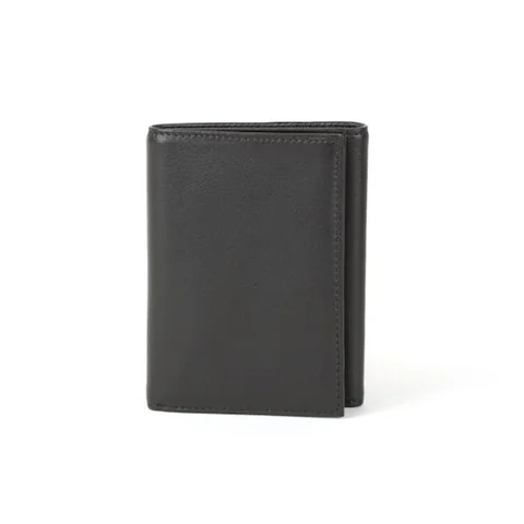Bosca Trifold Wallet with ID in Nappa Vitello, Black