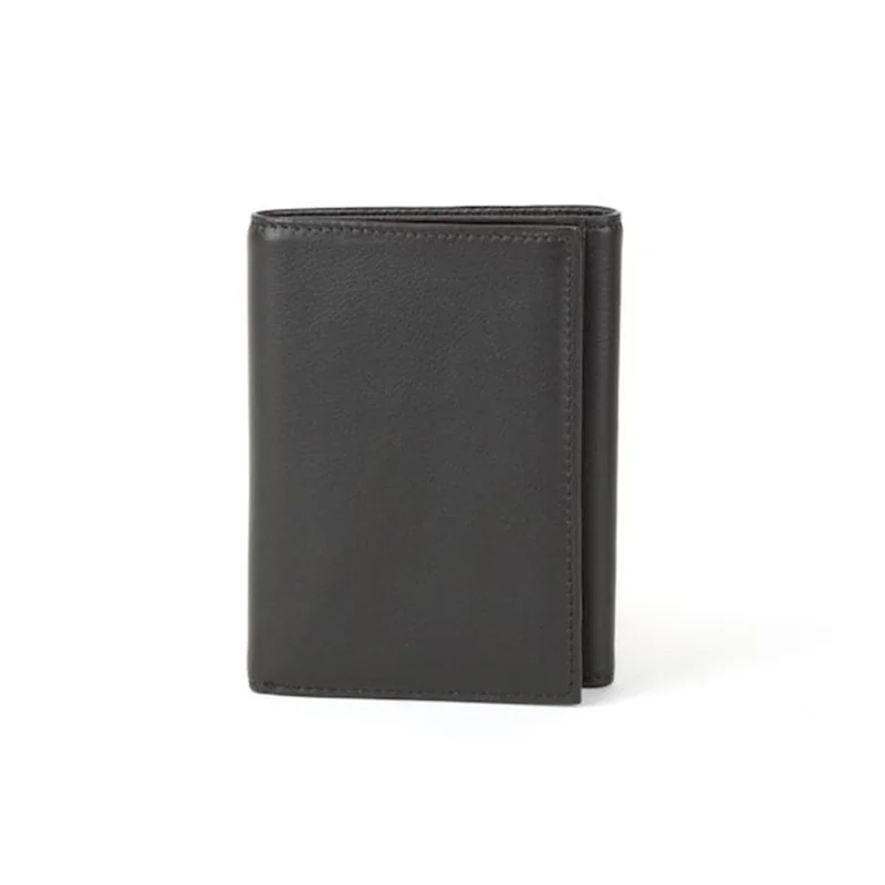 Bosca Trifold Wallet with ID in Nappa Vitello, Black