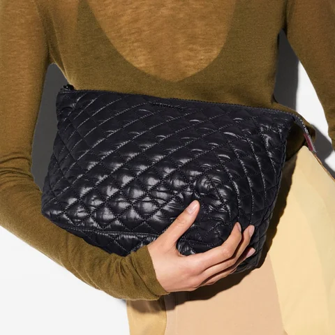 MZ Wallace Large Zoey Zip Pouch in Black, view 3