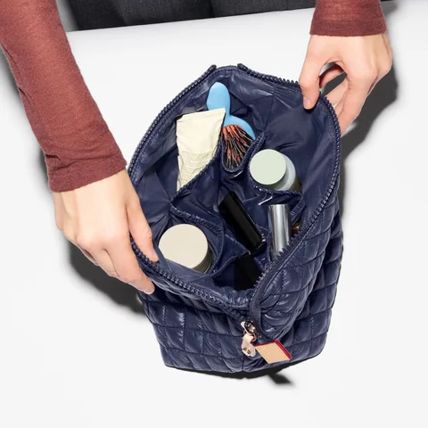 MZ Wallace Large Zoey Zip Pouch in Navy, view 4