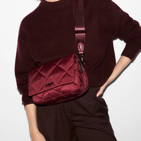 MZ Wallace Madison Flap Crossbody in Claret, view 3