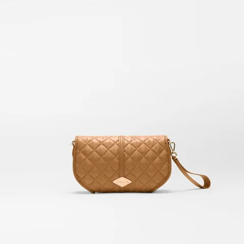 MZ Wallace Small Astor Convertible Clutch in Cognac, view 2
