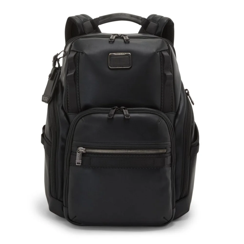 TUMI Alpha Bravo Leather Search Backpack, Black