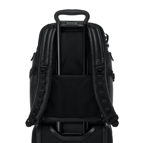 TUMI Alpha Bravo Leather Search Backpack, Black, view 2