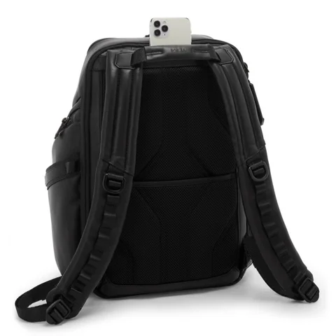 TUMI Alpha Bravo Leather Search Backpack, Black, view 4