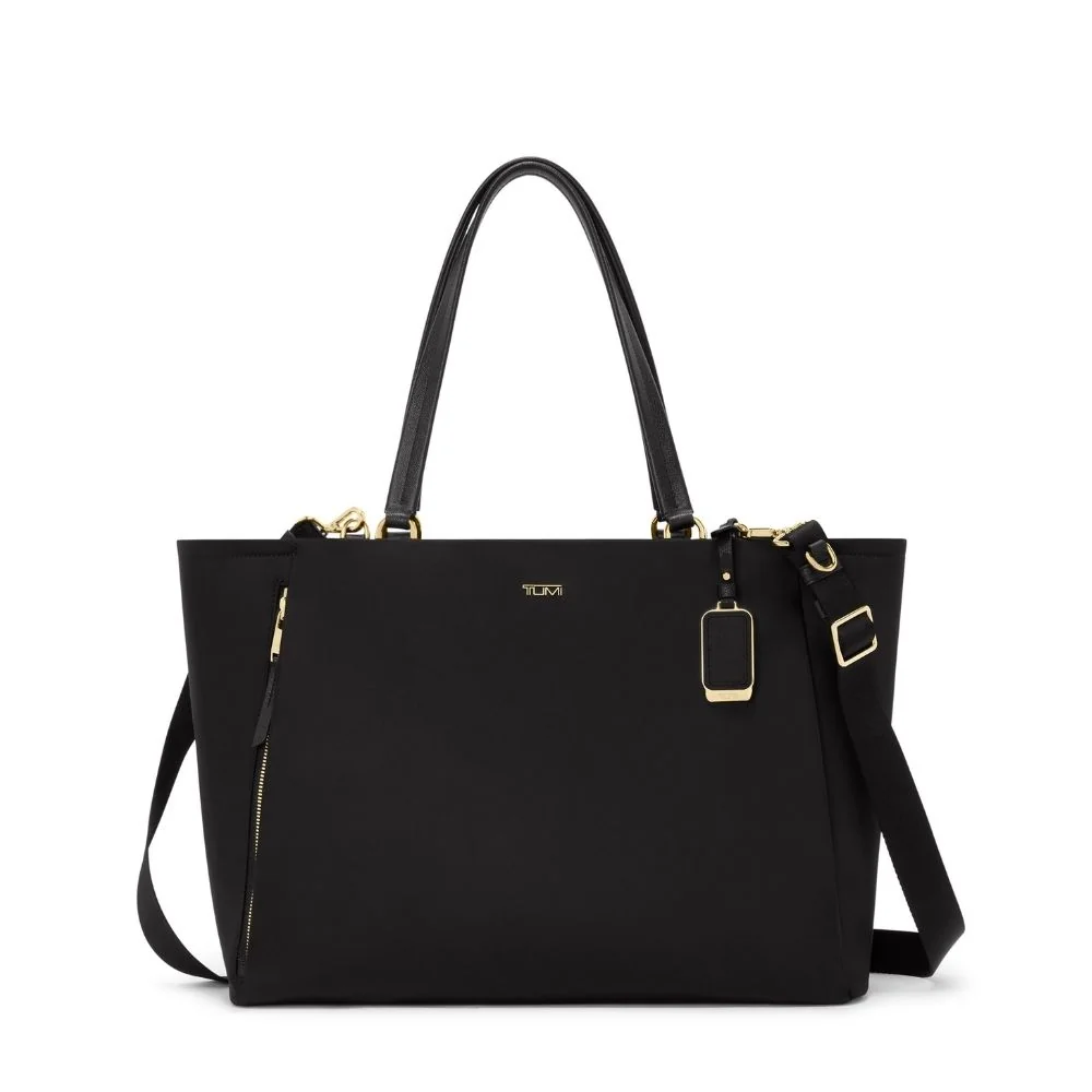 TUMI Voyageur Large Valetta Tote, Black with Gold