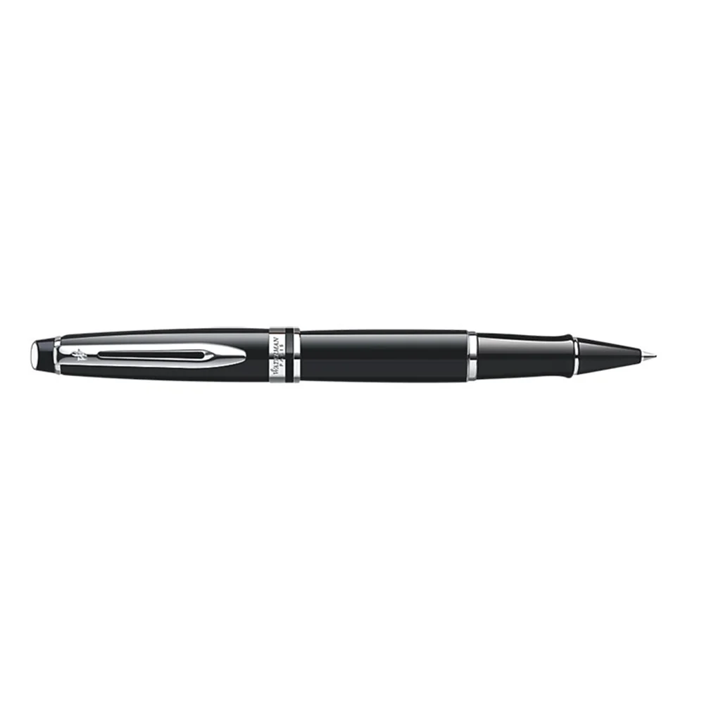 Waterman Expert Black Rollerball Pen, Black with Silver